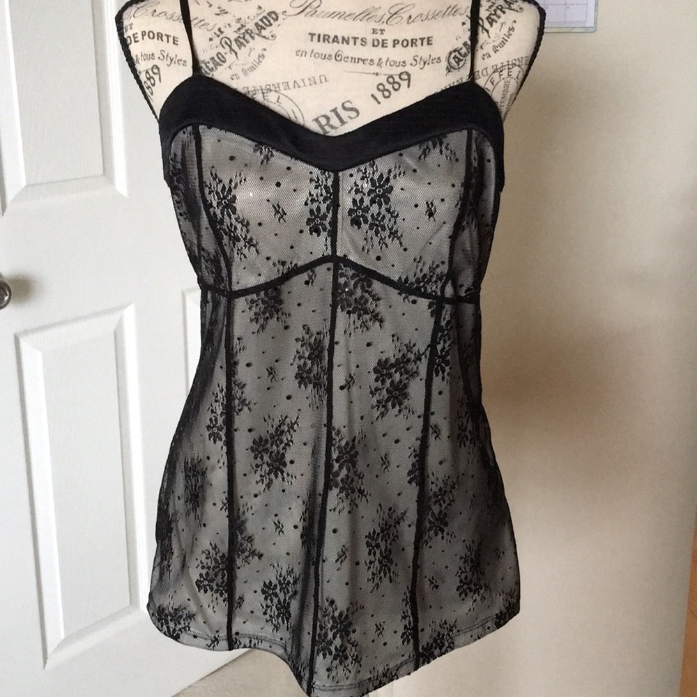 Express black lace holiday top!